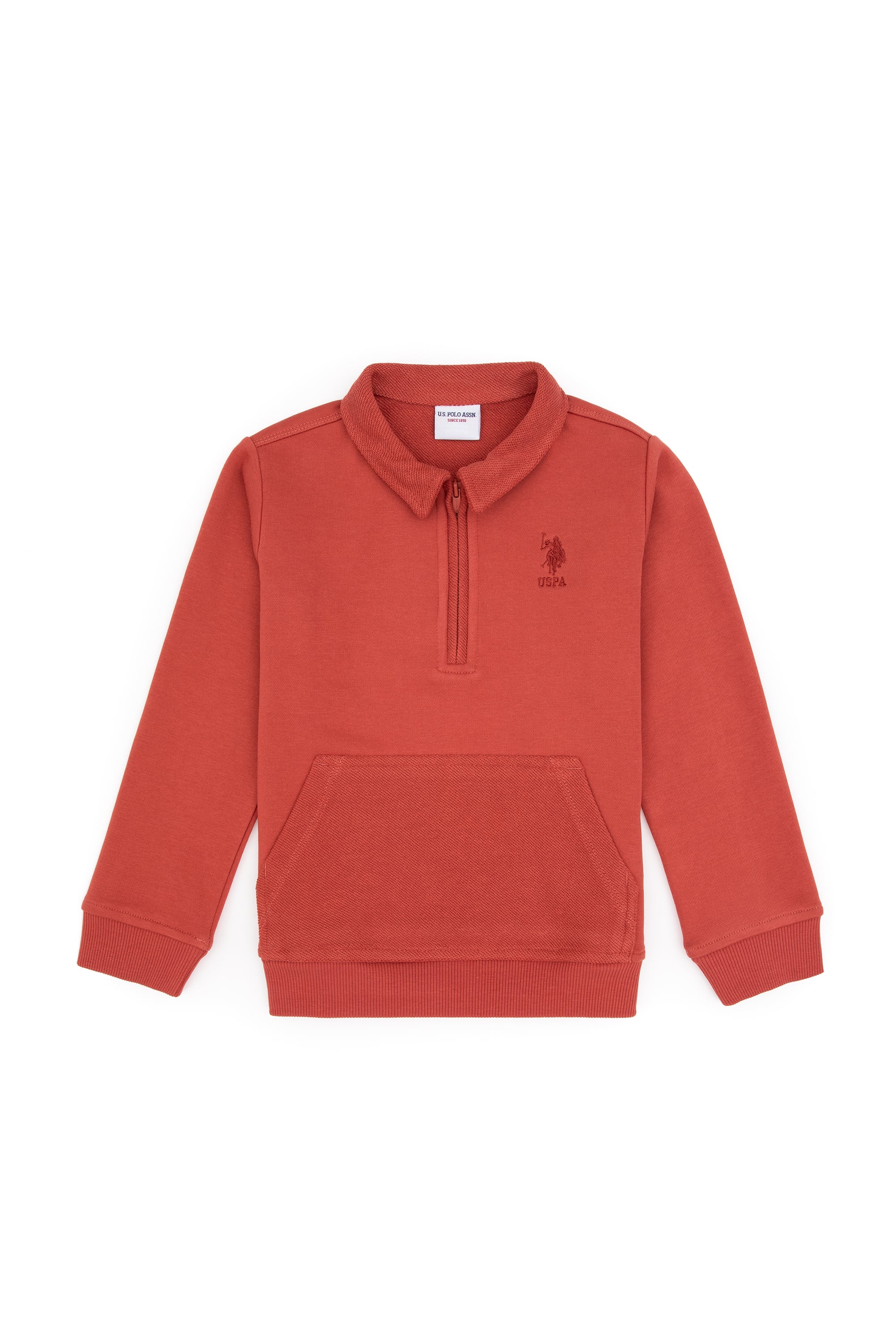 Erkek Çocuk Gül Kurusu Yarım Fermuarlı Sweatshirt - Image 1