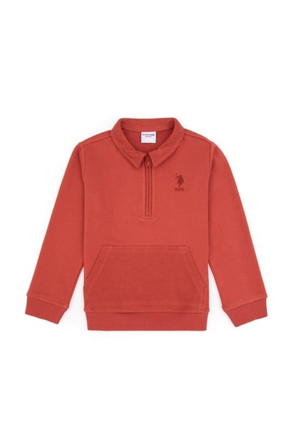 Erkek Çocuk Gül Kurusu Yarım Fermuarlı Sweatshirt