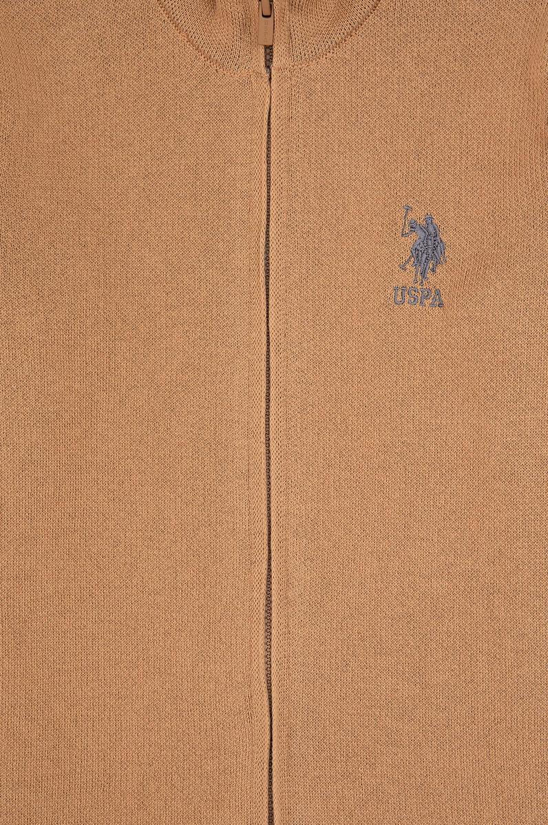 Erkek Çocuk Camel Fermuarlı Triko Hırka