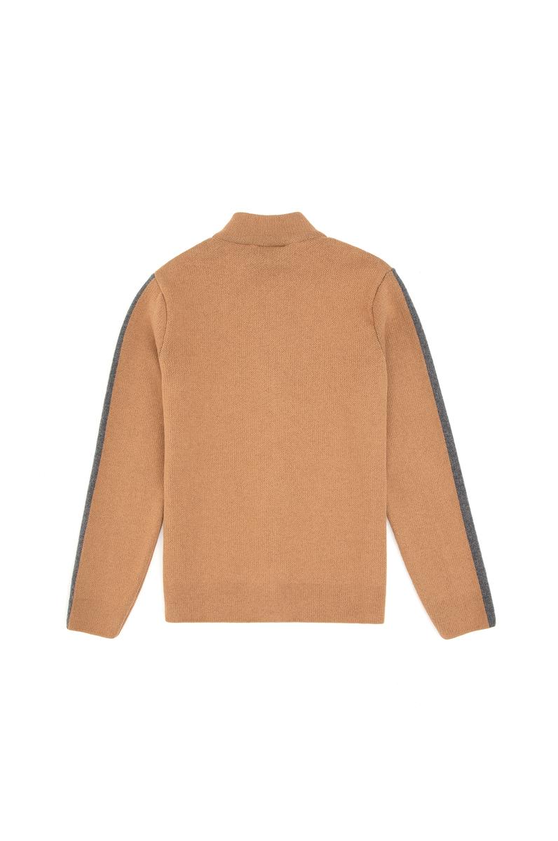 Erkek Çocuk Camel Fermuarlı Triko Hırka