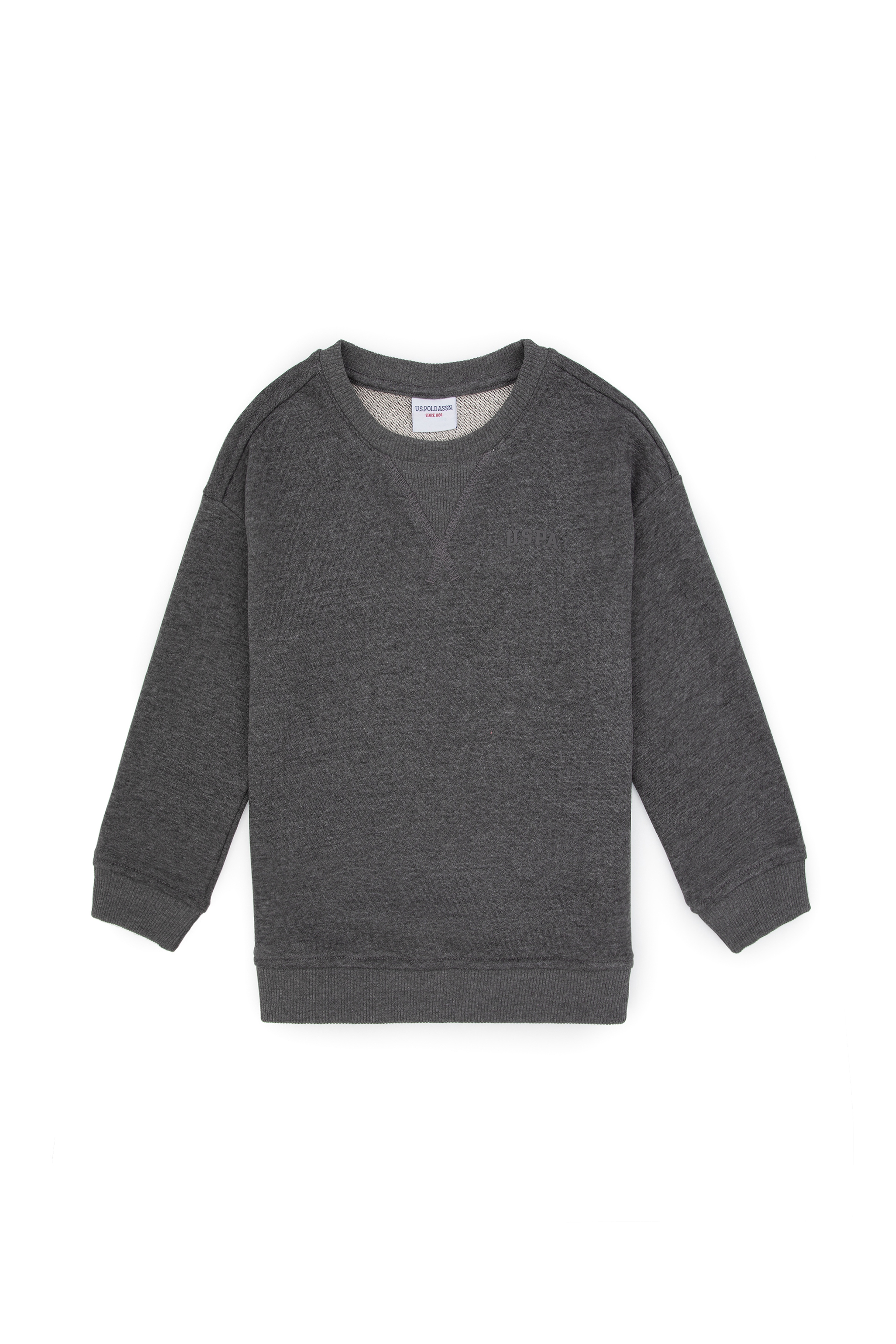 Erkek Çocuk Antrasit Melanj Bisiklet Yaka Basic Sweatshirt - Image 1