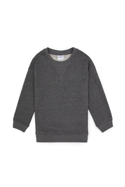 Erkek Çocuk Antrasit Melanj Bisiklet Yaka Basic Sweatshirt