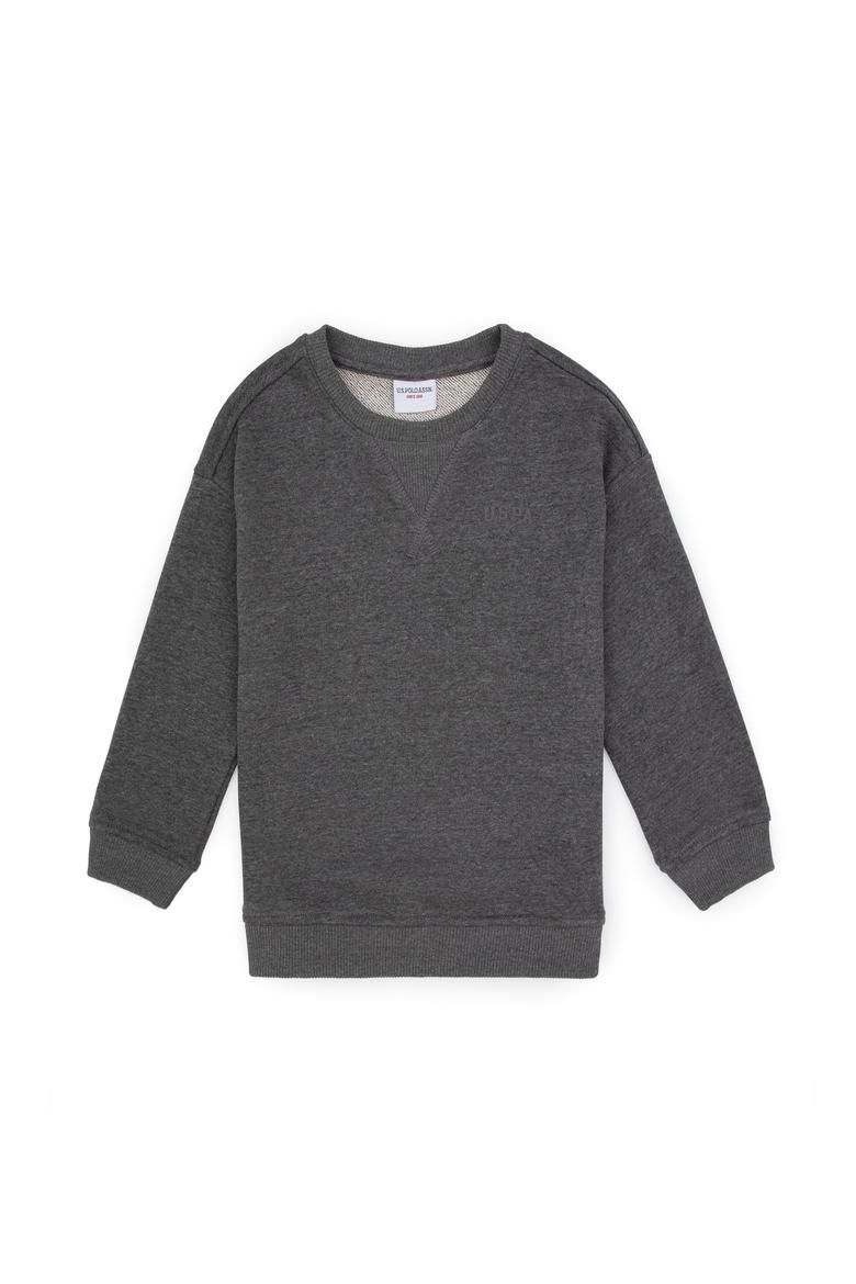 Erkek Çocuk Antrasit Melanj Bisiklet Yaka Basic Sweatshirt