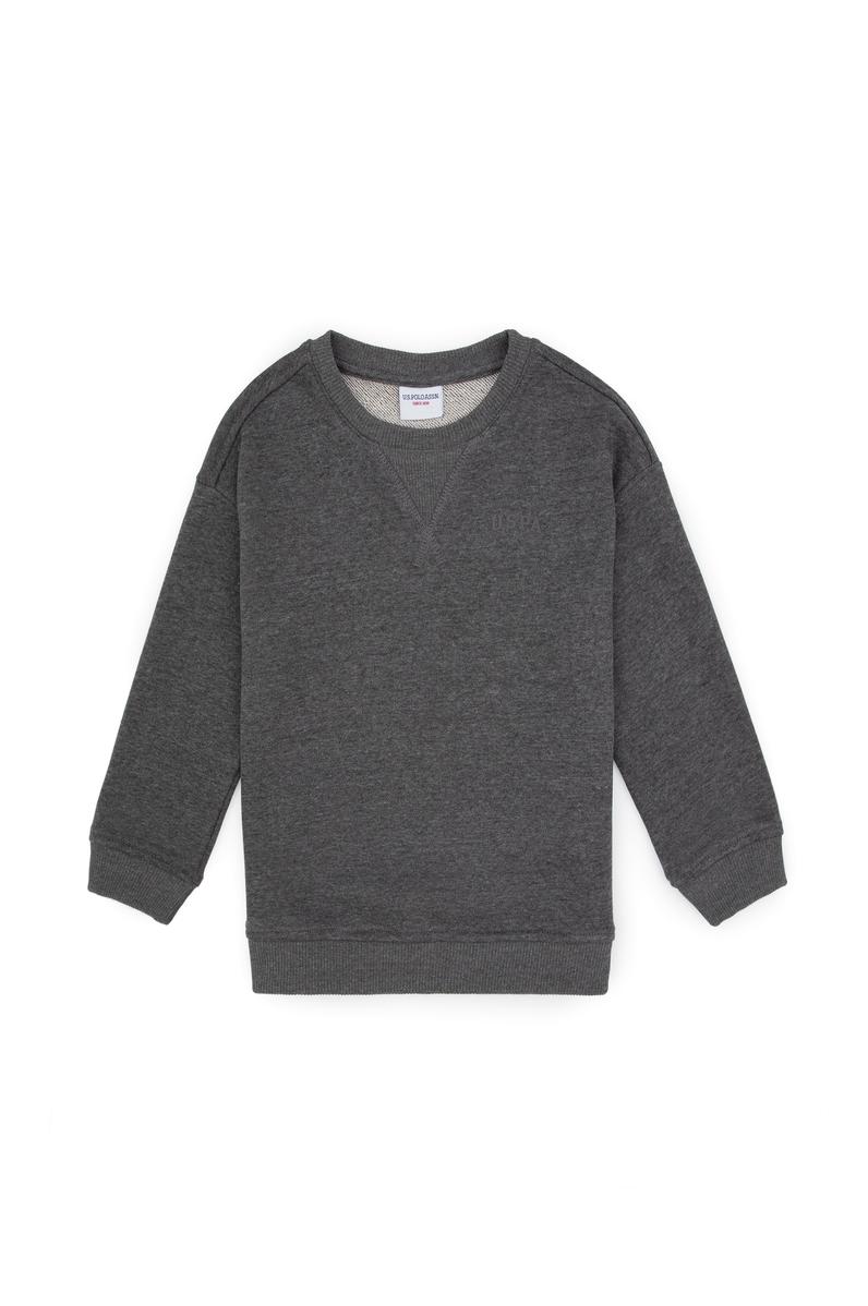 Erkek Çocuk Antrasit Melanj Bisiklet Yaka Basic Sweatshirt