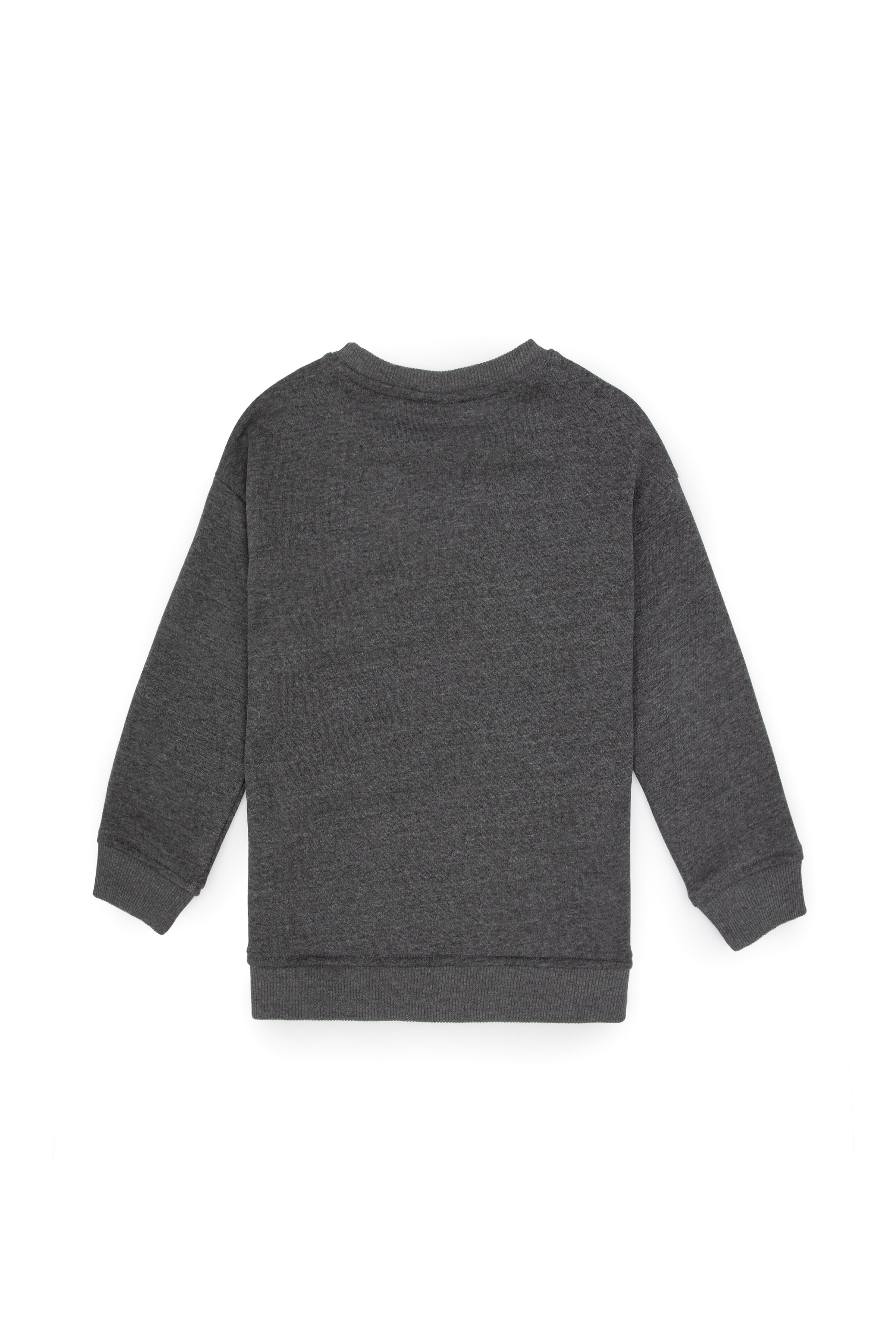 Erkek Çocuk Antrasit Melanj Bisiklet Yaka Basic Sweatshirt - Image 2