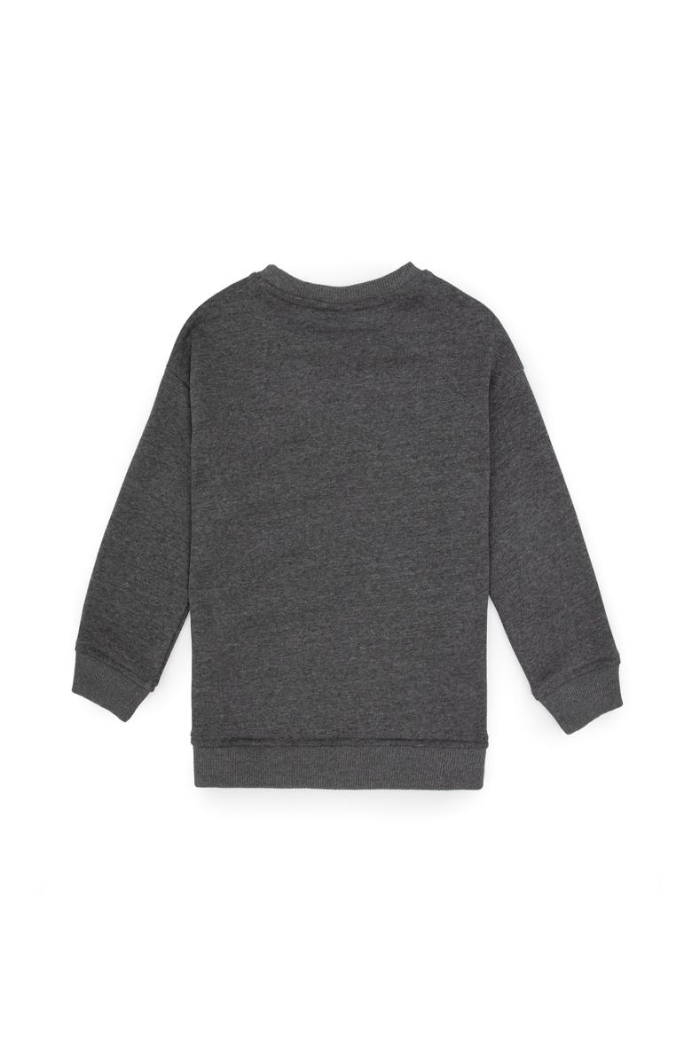 Erkek Çocuk Antrasit Melanj Bisiklet Yaka Basic Sweatshirt - 50313829036