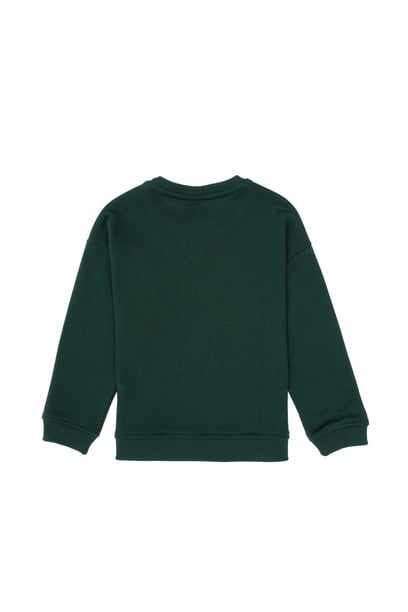 Erkek Çocuk Koyu Yeşil Bisiklet Yaka Basic Sweatshirt