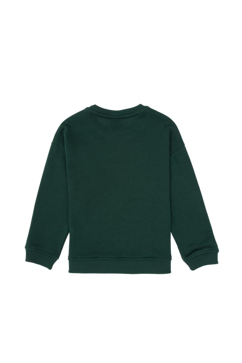 Erkek Çocuk Koyu Yeşil Bisiklet Yaka Basic Sweatshirt - 50313829028