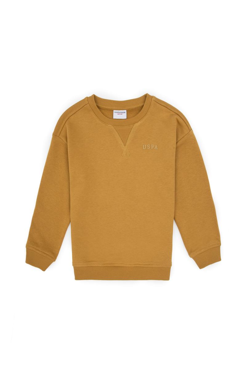 Erkek Çocuk Hardal Bisiklet Yaka Basic Sweatshirt