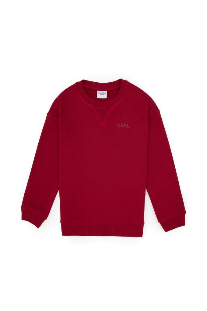 Erkek Çocuk Koyu Frambuaz Bisiklet Yaka Basic Sweatshirt