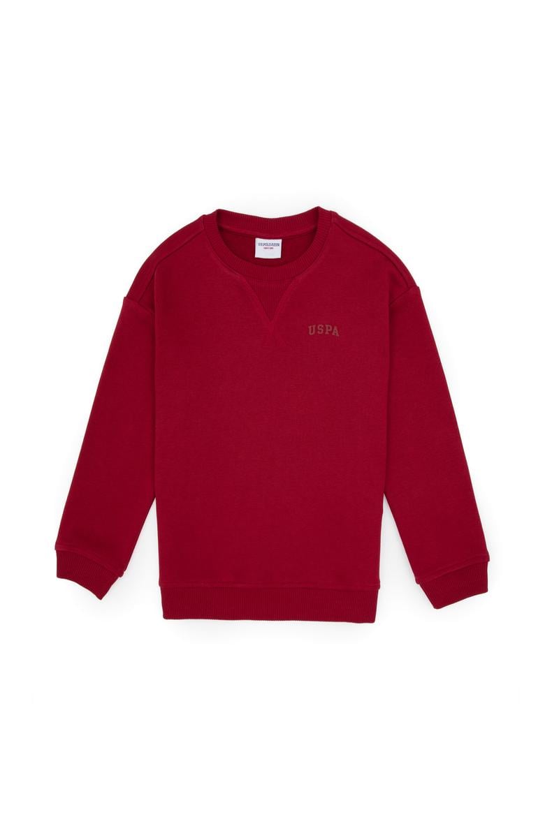 Erkek Çocuk Koyu Frambuaz Bisiklet Yaka Basic Sweatshirt