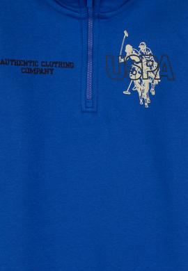 Erkek Çocuk Mavi Şardonlu Yarım Fermuarlı Sweatshirt - 50315815020