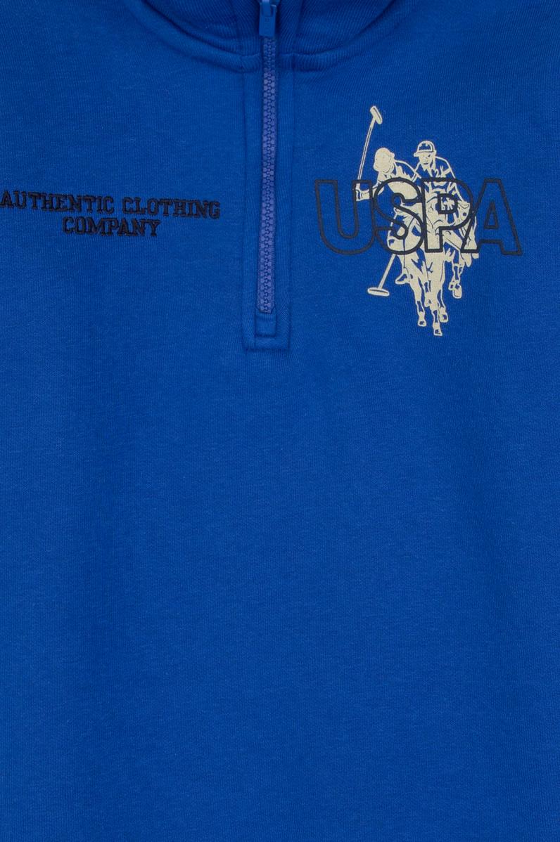 Erkek Çocuk Mavi Şardonlu Yarım Fermuarlı Sweatshirt