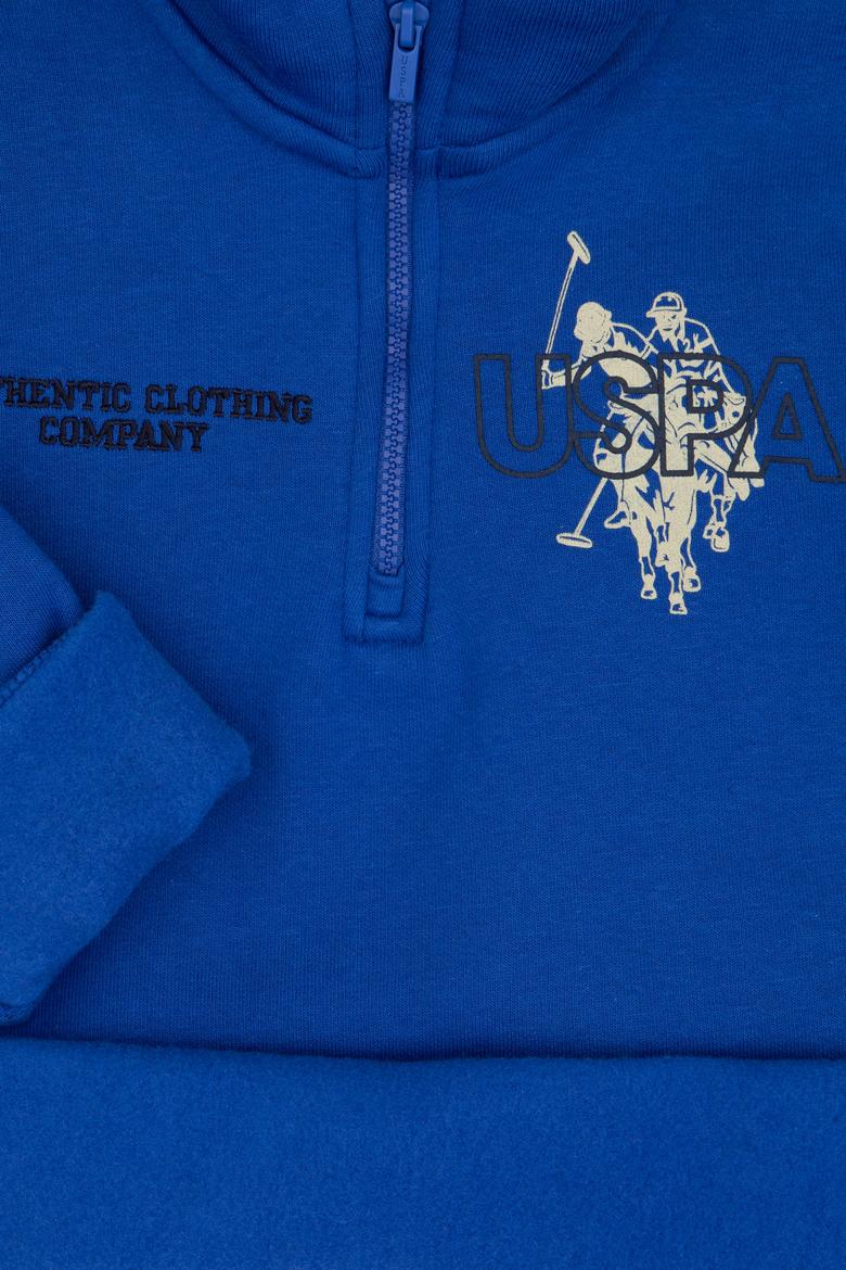 Erkek Çocuk Mavi Şardonlu Yarım Fermuarlı Sweatshirt - 50315815020