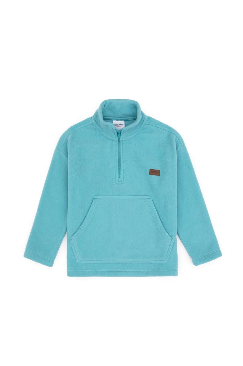 Erkek Çocuk Mint Yarım Fermuarlı Polar Sweatshirt