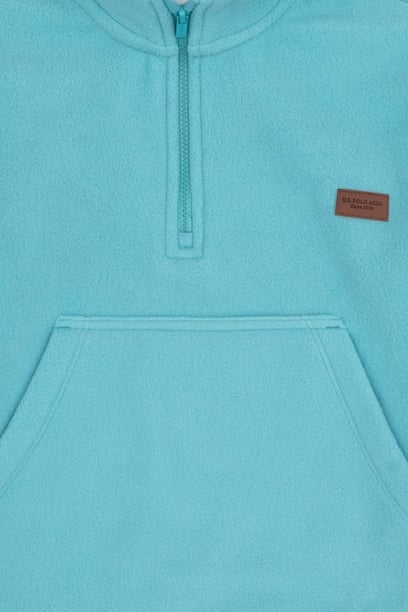 Erkek Çocuk Mint Yarım Fermuarlı Polar Sweatshirt
