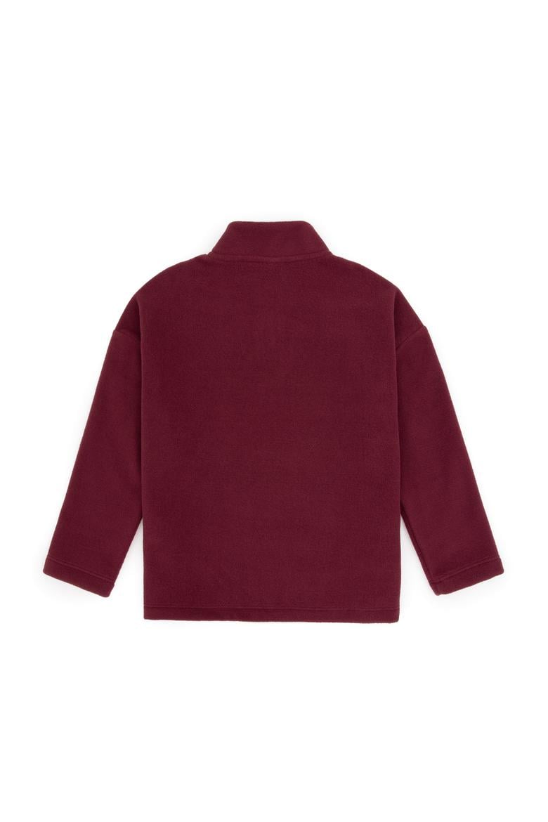 Erkek Çocuk Bordo Yarım Fermuarlı Polar Sweatshirt - 50316702027