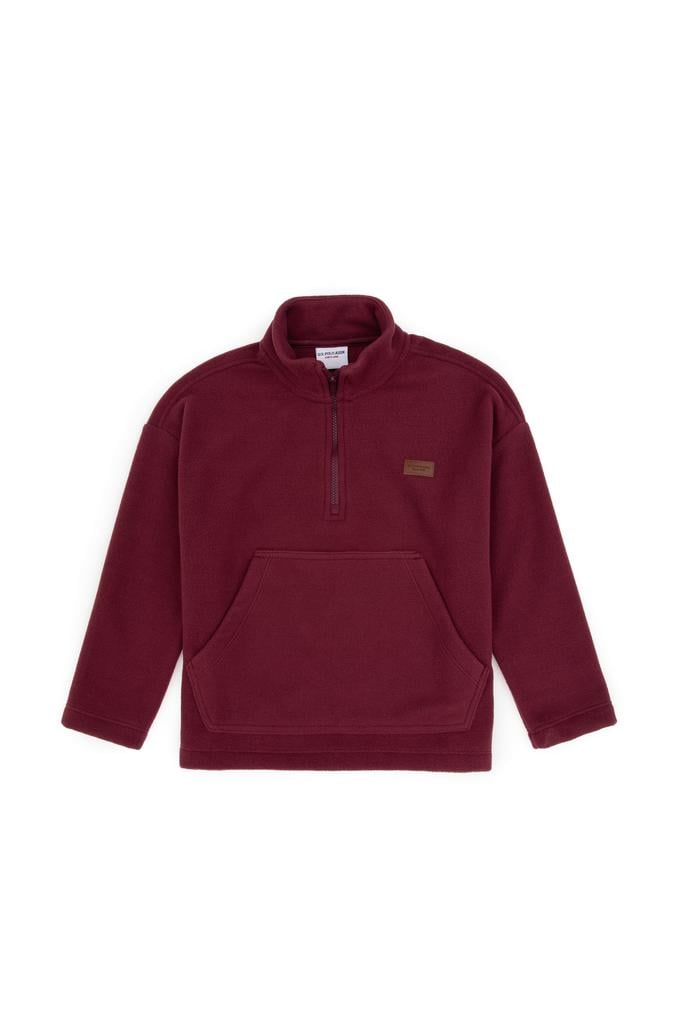 Erkek Çocuk Bordo Yarım Fermuarlı Polar Sweatshirt