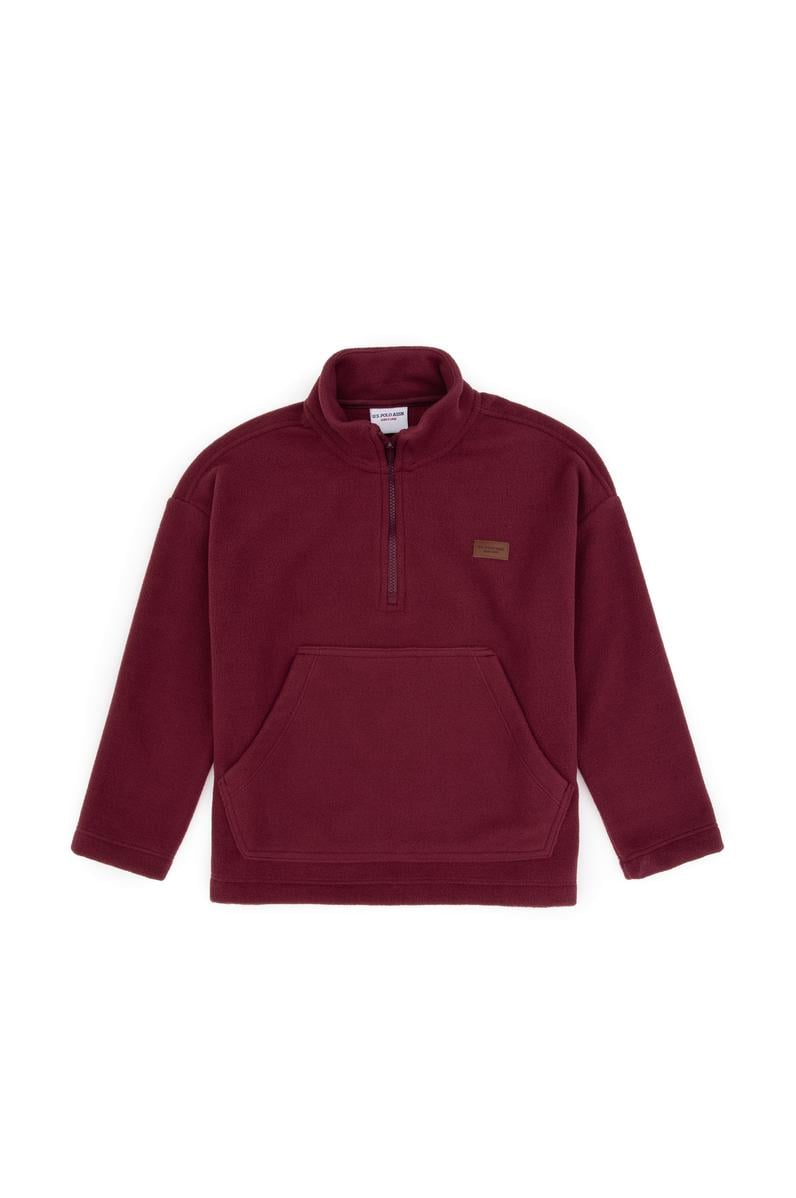 Erkek Çocuk Bordo Yarım Fermuarlı Polar Sweatshirt
