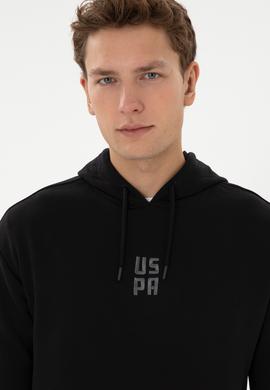 Erkek Comfort Fit Kapüşonlu Kısa Kollu Siyah Sweatshirt - 50320030057