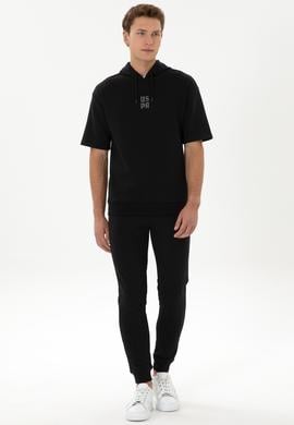Erkek Comfort Fit Kapüşonlu Kısa Kollu Siyah Sweatshirt - 50320030057