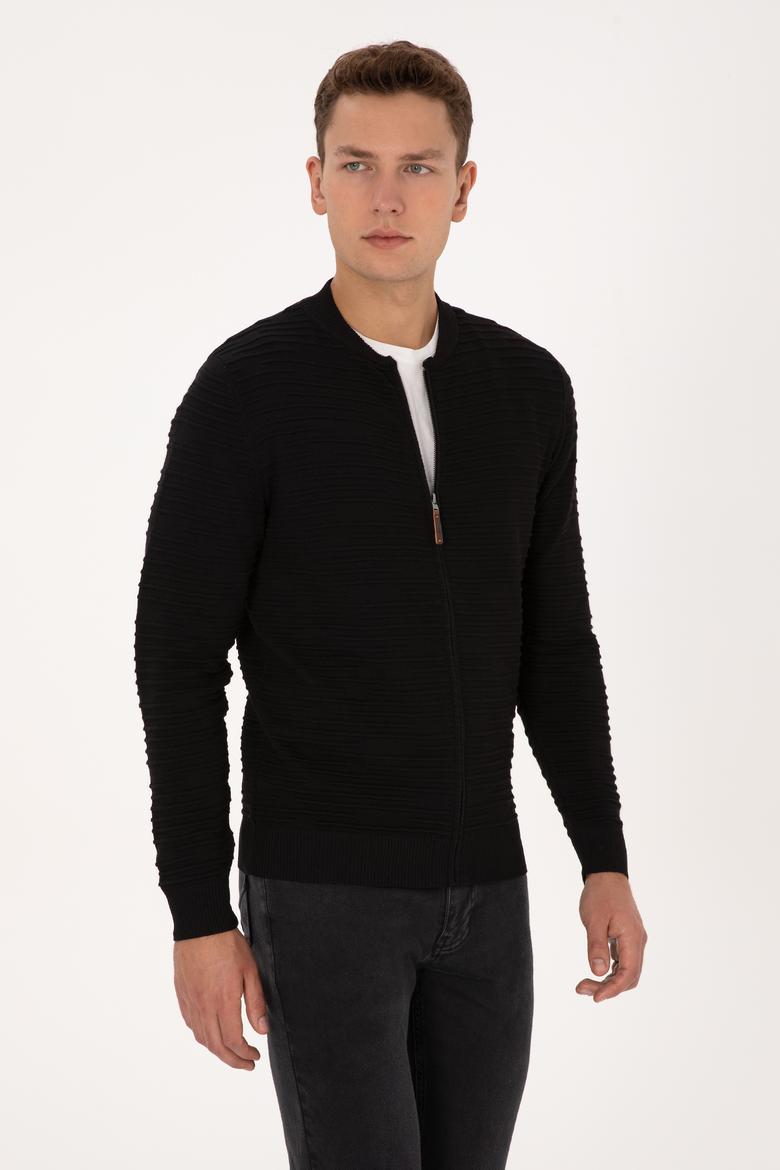 Erkek Siyah Triko Hırka - 50308486024