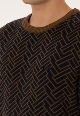 Erkek Slim Fit Bisiklet Yaka Haki Kazak - 50308343034