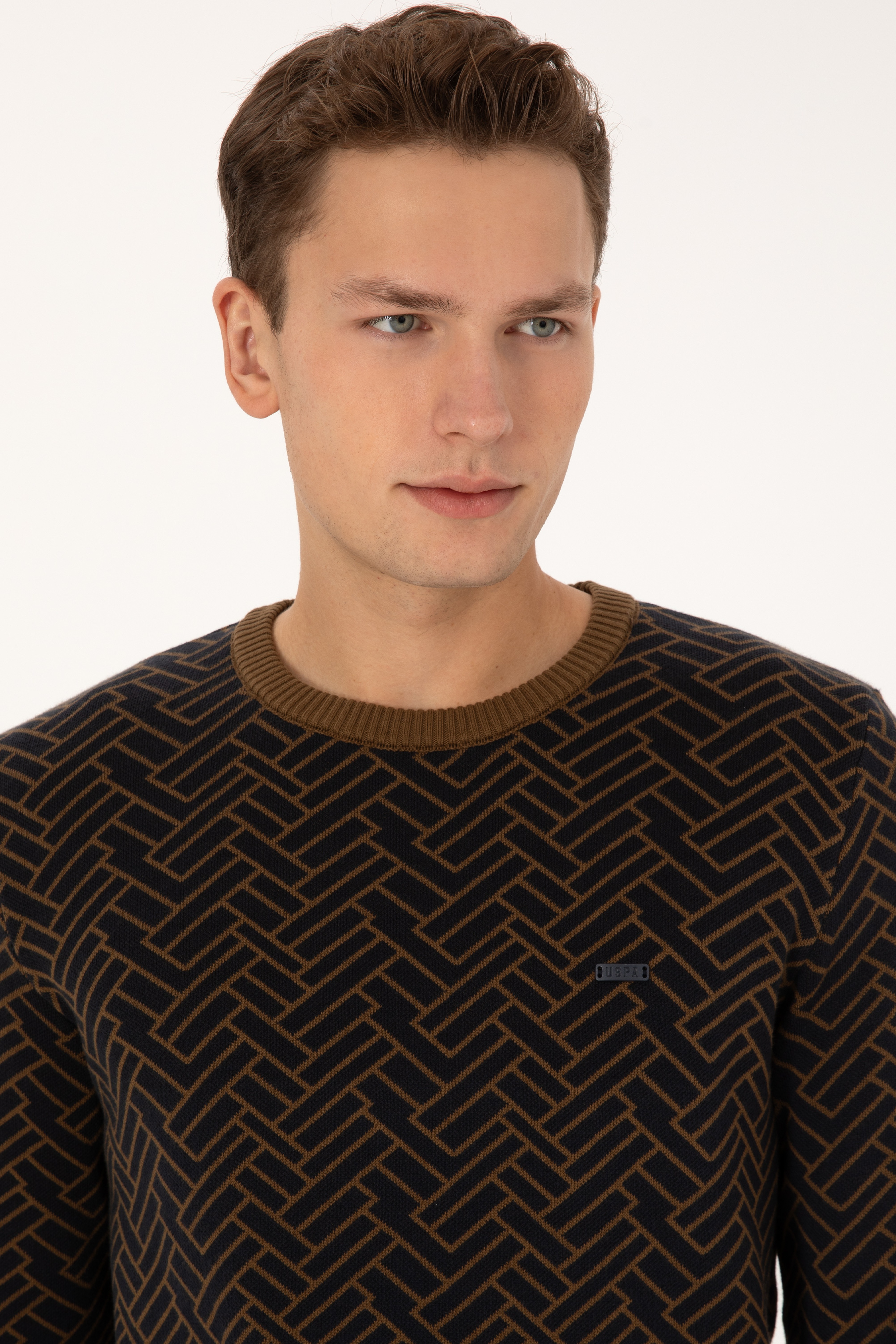 Erkek Slim Fit Bisiklet Yaka Haki Kazak - Image 2
