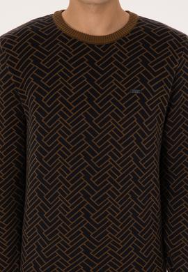 Erkek Slim Fit Bisiklet Yaka Haki Kazak - 50308343034