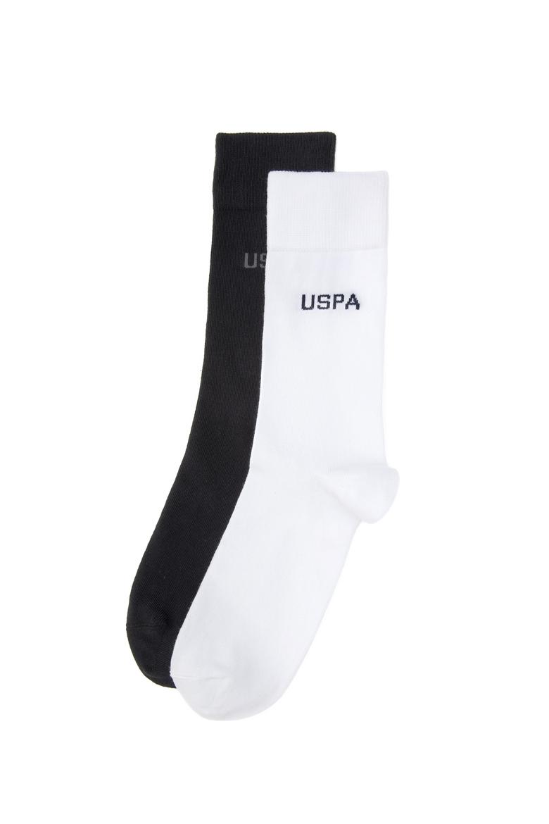 Erkek Siyah Beyaz 2'li Soket Çorap