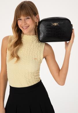 Kadın Siyah Kroko Çapraz Çanta - 50317817001