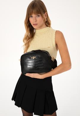 Kadın Siyah Kroko Çapraz Çanta - 50317817001