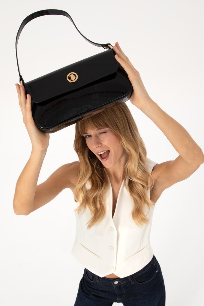 Kadın Siyah Rugan Kol Çantası