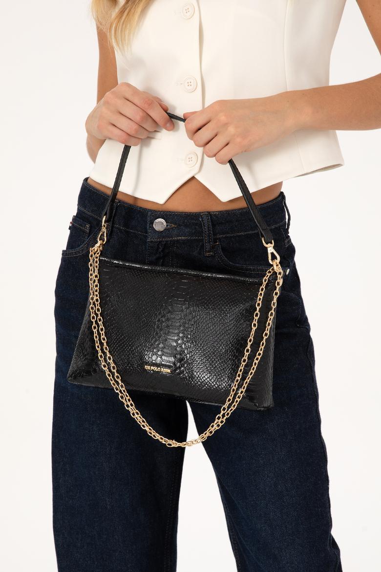 Kadın Siyah Zincir Askılı Kroko Kol Çantası - 50317816001