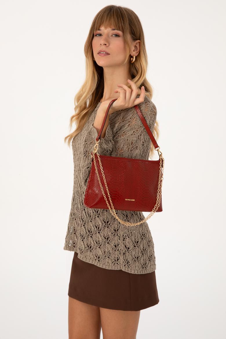 Kadın Kiremit Zincir Askılı Kroko Kol Çantası