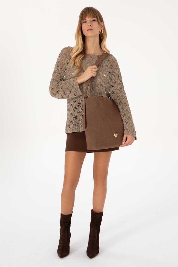 Kadın Kahverengi Süet Omuz Çantası