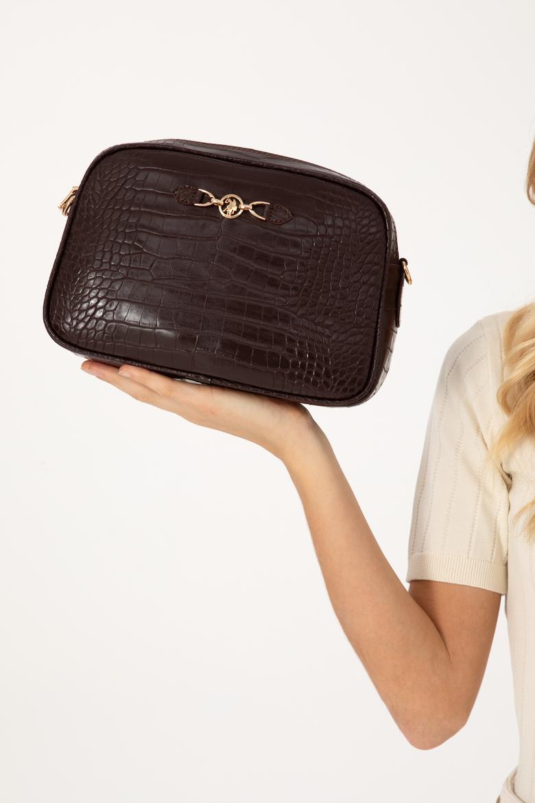 Kadın Kahverengi Kroko Çapraz Çanta - 50317817002