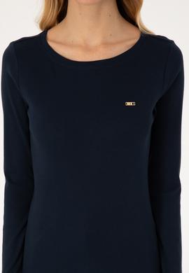 Kadın Lacivert Slim Bisiklet Yaka Basic Sweatshırt - 50315419022