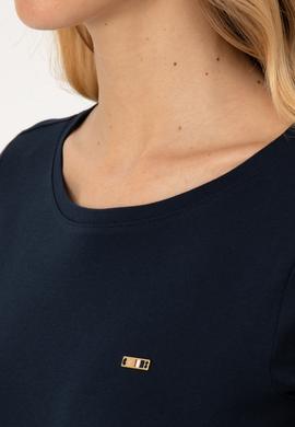 Kadın Lacivert Slim Bisiklet Yaka Basic Sweatshırt - 50315419022