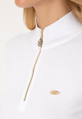 Kadın Beyaz Fermuarlı Dik Yaka Sweatshirt - 50313564005