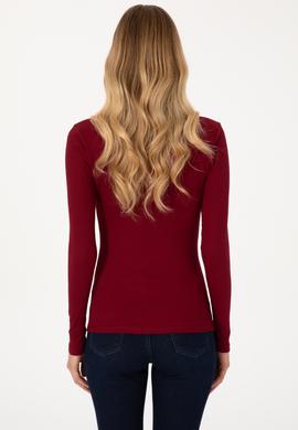 Kadın Bordo Balıkçı Yaka Sweatshırt - 50313430038