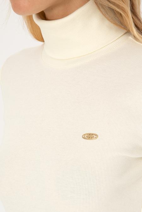 Kadın Krem Balıkçı Yaka Sweatshırt