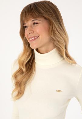 Kadın Krem Balıkçı Yaka Sweatshırt - 50313430016