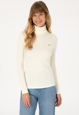 Kadın Krem Balıkçı Yaka Sweatshırt - 50313430016