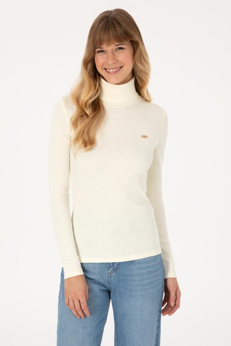 Kadın Krem Balıkçı Yaka Sweatshırt - 50313430016