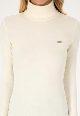 Kadın Krem Balıkçı Yaka Sweatshırt - 50313430016