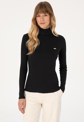 Kadın Siyah Balıkçı Yaka Sweatshırt - 50313430004