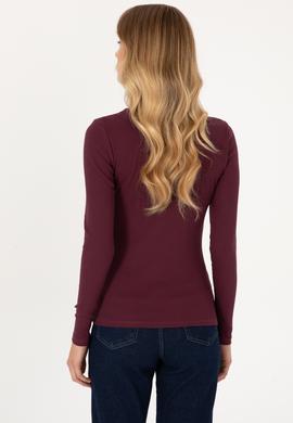 Kadın Bordo Balıkçı Yaka Sweatshırt - 50313430030