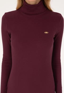 Kadın Bordo Balıkçı Yaka Sweatshırt - 50313430030