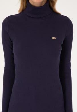 Kadın Mürdüm Balıkçı Yaka Sweatshırt - 50313430024